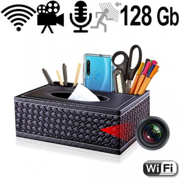 Wifi SpyCam in Schreibtisch Organizer-Kosmetiktücherbox Wifi SpyCam in Schreibtisch Organizer-Kosmetiktücherbox